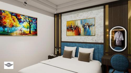 Cama o camas de una habitación en Sky Charm Hanoi Hotel and Spa