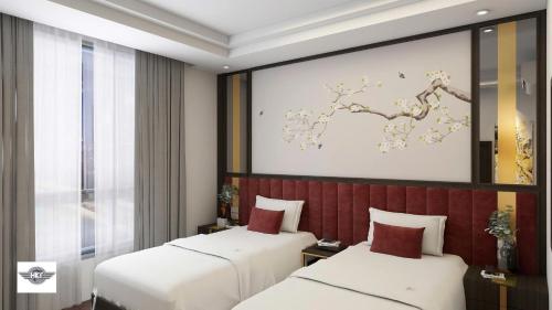 Cama o camas de una habitación en Sky Charm Hanoi Hotel and Spa