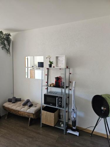 Amazing studio in Haute-Nendazにあるキッチンまたは簡易キッチン