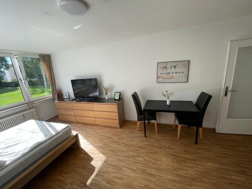Televisyen dan/atau pusat hiburan di Schnuckliges Appartment nähe Messe