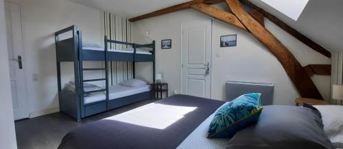 a bedroom with a bunk bed and a ladder at Gîte La Grange au cœur des châteaux in Saint-Georges-sur-Cher