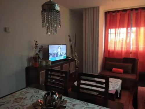 a living room with a couch and a television at Cozy apartment in Orense of 45 m² with parking in Ourense