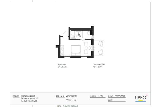 a plan of the floor plan of the apartment at Hotel Asgards Midgard in Zinnowitz