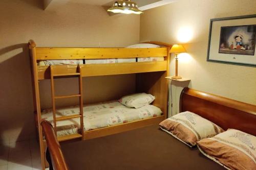 a bunk bed room with two bunk beds in it at Appartement cosy à Alfortville - 30 m² - Jardin privé in Alfortville