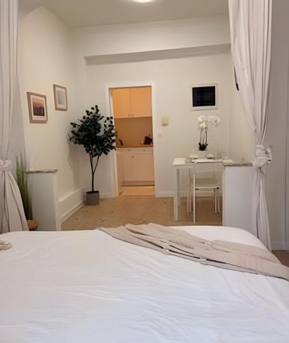 Postel nebo postele na pokoji v ubytování Comfortable studio 10 min from Midi Station and 15 min from Brussels center