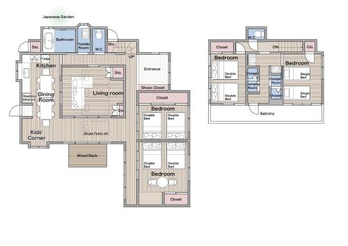 a floor plan of a building at Nagashima Onsen Villa Kuwana ,Family & Group Stay with Private Onsen in Kuwana