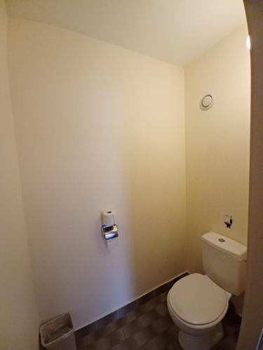 a bathroom with a white toilet in a room at Koffieboontje Budget in Bruges