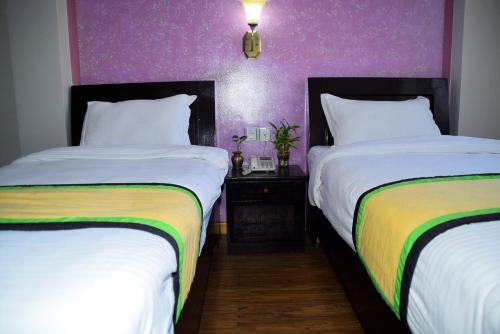 peaceful green Room at Thamel