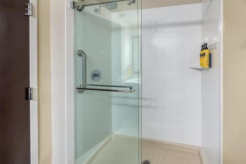 a shower with a glass door in a bathroom at Best Western Plus Zion Canyon Inn & Suites in Springdale