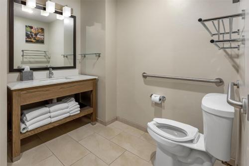 a bathroom with a toilet and a sink and a mirror at Best Western Plus Zion Canyon Inn & Suites in Springdale