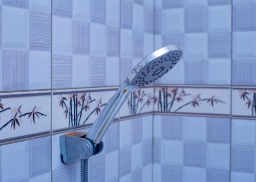 a shower with a shower head in a bathroom at cyro reservations in Nalakonge
