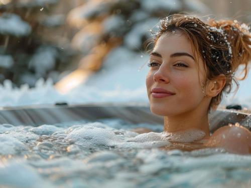 a woman is sitting in a bath tub at ibis Styles Aix les Bains Domaine de Marlioz in Aix-les-Bains