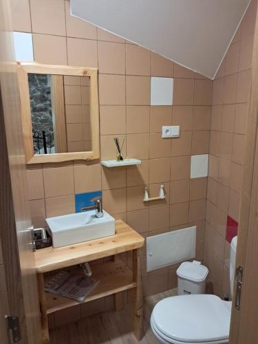 a bathroom with a sink and a toilet at AL Rossadas Giesta in Arganil