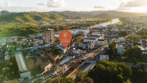 an aerial view of a city with a stop sign at FLAT CAMBUCI - Hospedagem e Moradia - Centro de Ipiaú-BA in Ipiaú