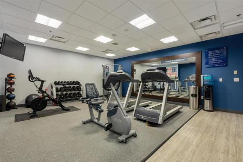 a gym with tread machines and a mirror at Hampton Inn Mesa Verde/Cortez Co in Cortez