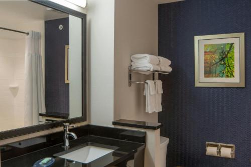 a bathroom with a sink and a mirror at Fairfield Inn & Suites by Marriott Atmore in Atmore