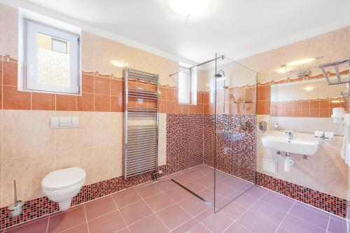 a bathroom with a toilet and a sink at Marie - Luisa in Prague