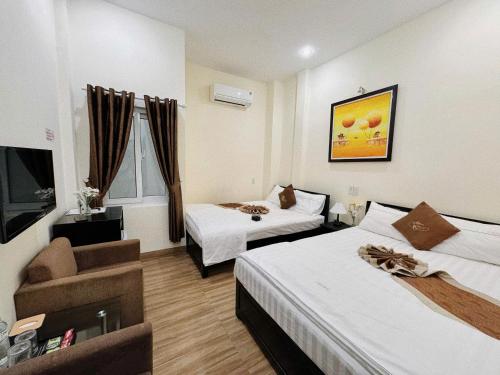 Hue Canary Boutique Hotelにあるベッド