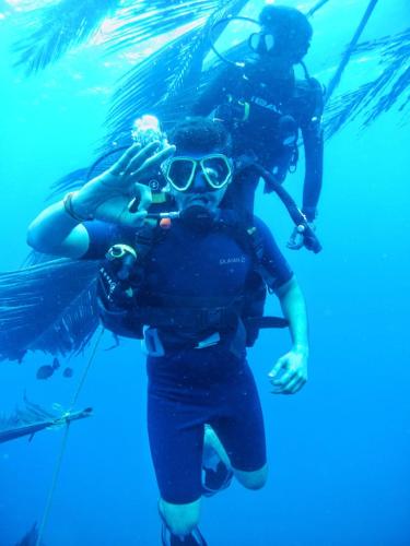 a diver taking a picture in the water at THE VILLA Pondicherry in Puducherry