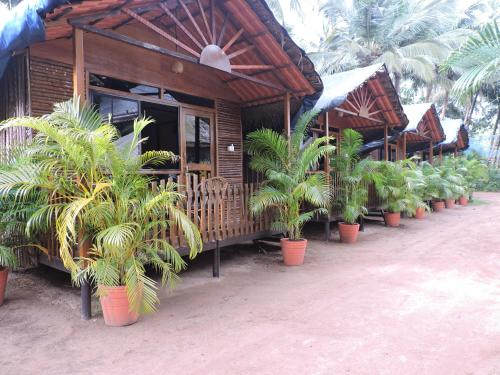 a row of potted plants in front of a building at Abba's Glory Land - Agonda in Agonda