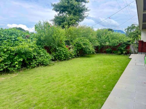 a yard with green grass and bushes at Athulyam Homes in Dehradun