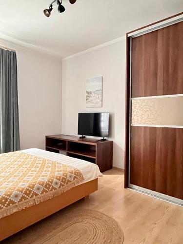Televizorius ir (arba) pramogų centras apgyvendinimo įstaigoje Nice&cozy flat No7