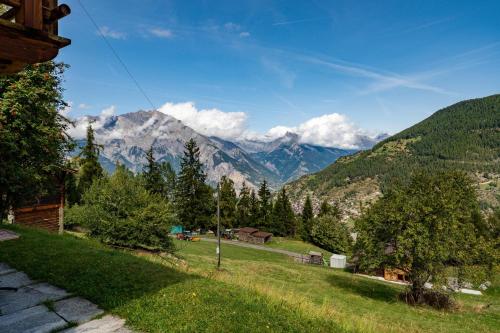 a view of a valley with mountains in the background at Chalet Colonia in La Tzoumaz