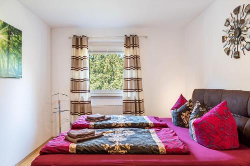 Postel nebo postele na pokoji v ubytování Ferienhaus am Wald