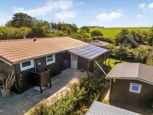 an overhead view of a house with solar panels on the roof at Holiday Home Berner - 500m to the fjord by Interhome in Flovtrup