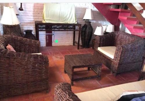 Ruang duduk di Casa de Praia Pé na Areia