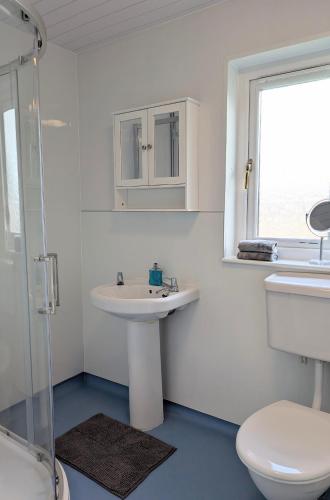 a bathroom with a sink and a toilet and a window at Kintyre House in Campbeltown