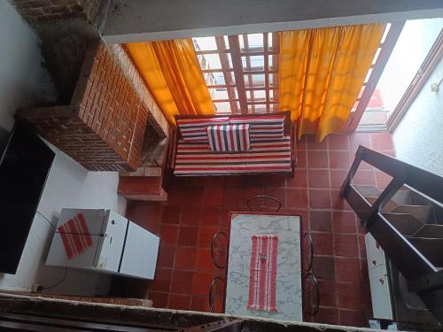 a bathroom with an american flag on the wall at Apartamentos Laguna Merin Rincón del Lago in Lago Merin