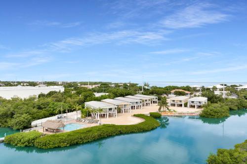 an aerial view of a resort on an island in the water at Navigate Stays Private Home with Pool Hot-Tub & Dock in Crawl Key Number Two