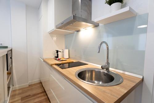 Il comprend une petite cuisine avec un évier. dans l'établissement TeruelHOME I Con Encanto y parking, à Teruel