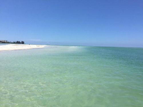 a view of the ocean with a beach in the background at Entire Siesta Key Beach House - 6 BR, Pool & Ocean Access in Siesta Key