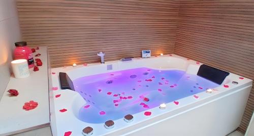 ein Whirlpool in einem Zimmer mit Herzen in der Unterkunft Hôtel Particulier Cour Dupont in Montargis