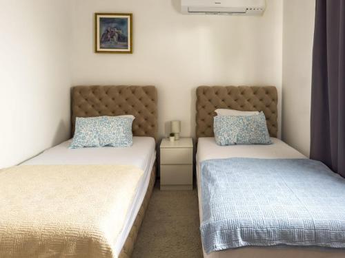 two beds in a small room with two pillows at Golubački visovi in Golubac