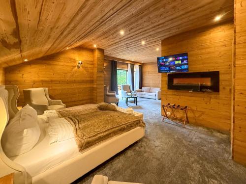 Una televisión o centro de entretenimiento en Wolfstein - Le Boutique Hotel