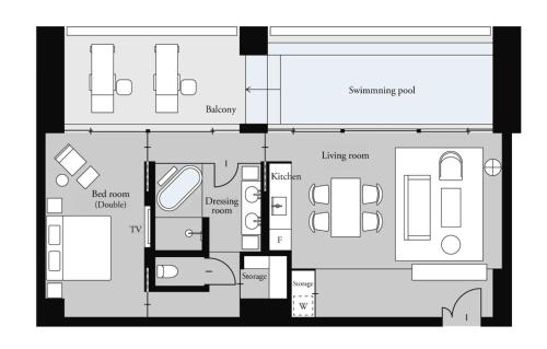 a floor plan of a house at UMITO Okinawa Onnason in Onna