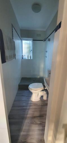 MuizenbergにあるSufi'Sawd Guest Rooms Muizenbergのトイレと洗面台付きのバスルーム
