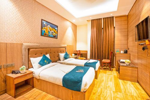 Ένα ή περισσότερα κρεβάτια σε δωμάτιο στο The Riverstone Inn