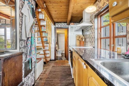 una cucina con lavandino e servizi igienici di FY388-Mesinge-Nordre-Skovvaenge-87 a Mesinge