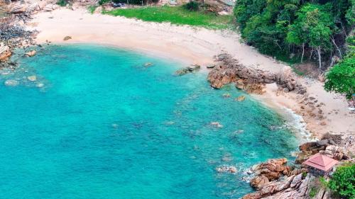 an aerial view of a beach with blue water at Paradise Island Estate in Choeng Mon Beach