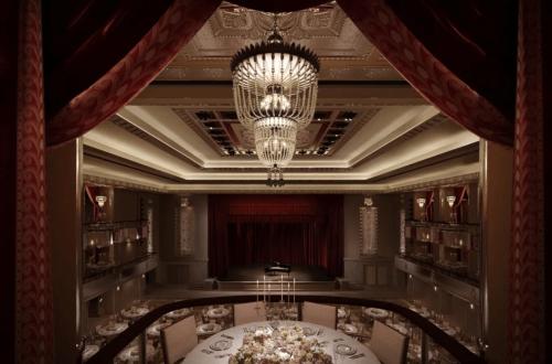 a rendering of a dining room with a chandelier at Waldorf Astoria New York in New York