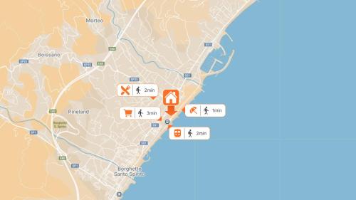 a map showing the locations of the sites at Ita - By Ligooria in Loano