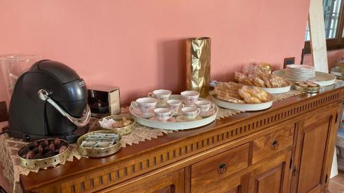 a buffet of food on top of a table at Villa Crisett in Civitella San Paolo