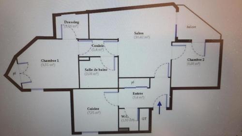 a drawing of a floor plan of a building at L'Alquié - Appartement design hyper centre in Vichy