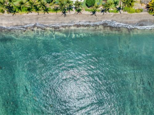 an aerial view of a beach and the ocean at Lahaina Shores 607 · LS 607 Beachfront Remodeled Studio Stunnin in Lahaina