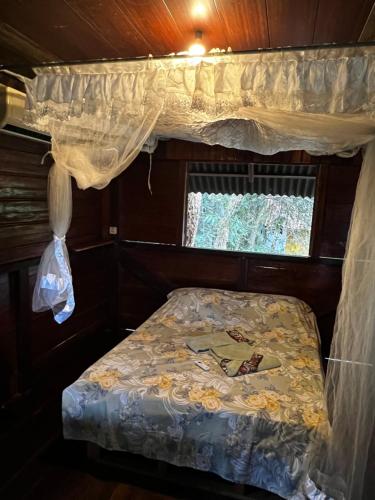 a small bed in a room with a window at CasAmor Hostel in Alter do Chao