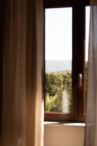 a window with a view of the ocean seen through it at Tirituffo - B&B di campagna in Soveria Mannelli
